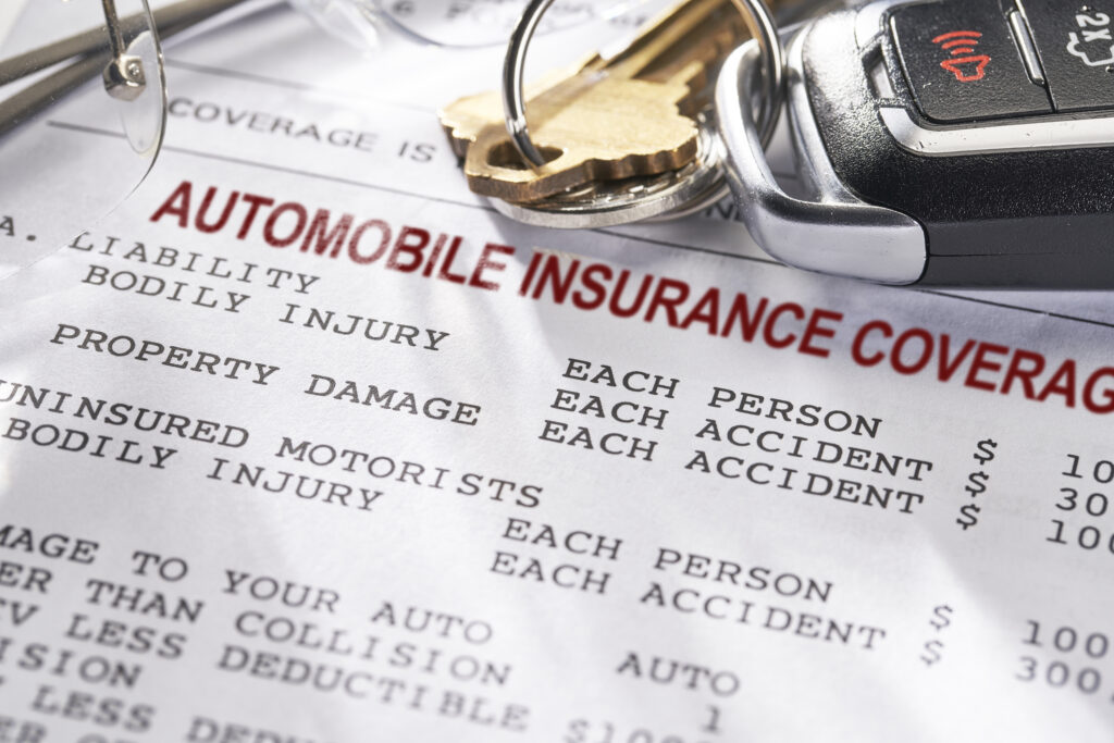 car accident lawyer insurance policy and car keys