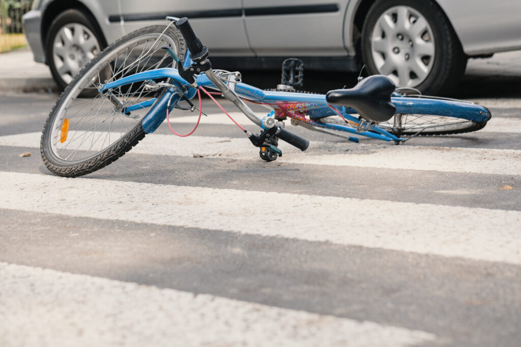 bicycle in crosswalk after crash with car bakersfield injury lawyers