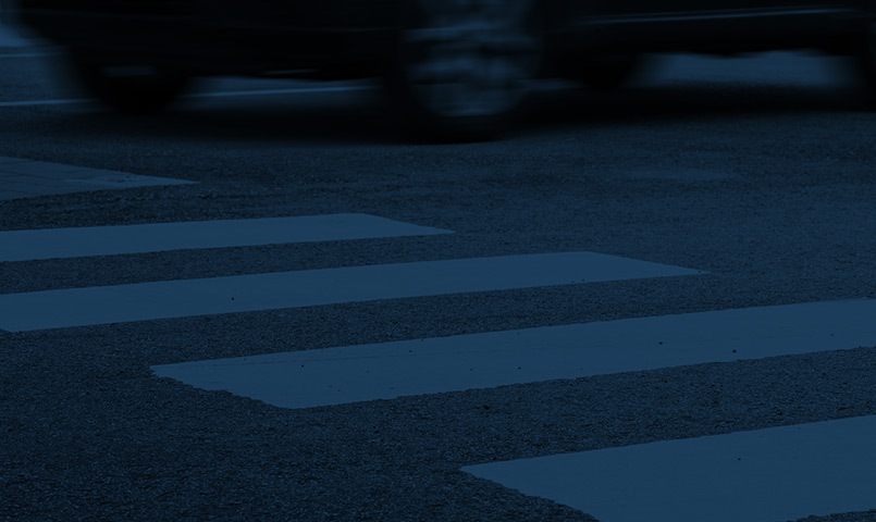 pedestrian accident attorneys at chain cohn clark, blue image of cross walk